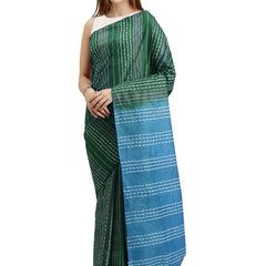 Hooker's Green & Cyan women's Kota Art Silk Saree With Blouse Piece