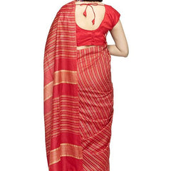 Kota Art Silk Bhagalpuri Handloom Striped Bollywood Red Saree - View 5