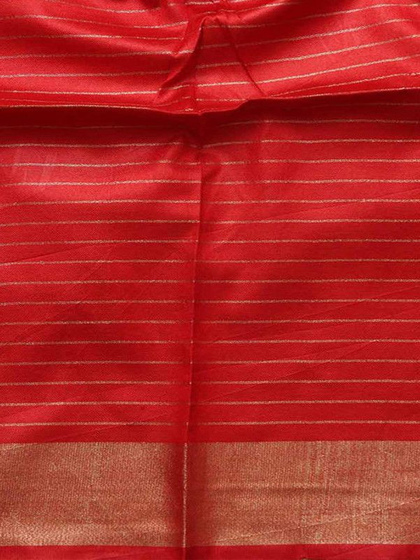 Bhagalpuri Linen Cotton Blend Check Saree with Contrast Blouse Piece - View 7