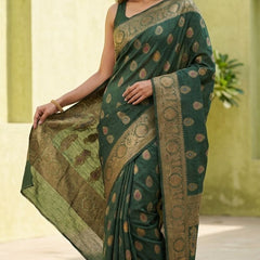 Eri Tussar Silk Handloom Banarasi Saree with Rich Zari Weaving - View 3