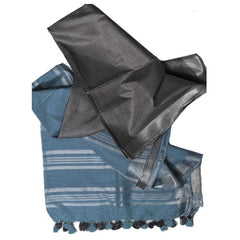 Grey & Airforce Blue women's Ethnic Wear Bhagalpuri Handloom Linen Blend Two Dye Saree With Running Unstitched Blouse Piece - View 2