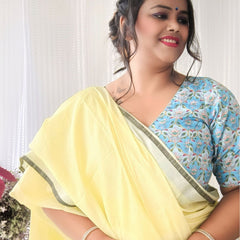 Beige-Black women's Bhagalpuri Blend Linen Saree With Contrast Blouse Piece - View 5