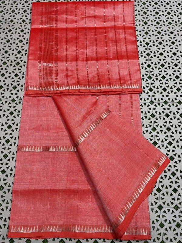 Cotton Handloom Mangalagiri Silk Saree with Temple Border (100205 Contesseia)