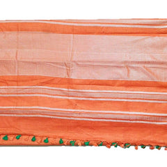 Orange-Green women's Handloom Bhagalpuri Linen Cotton Blend Saree Ethnic Wear With Contrast Unstitched Blouse Piece - View 4