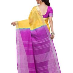 Handloom Bhagalpuri Cotton Slub Blend Two Dye Saree With Running Unstitched Blouse Piece - View 5