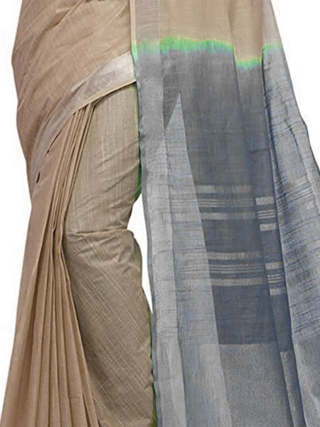 Bhagalpuri Handloom Ethnic Wear Linen Two Dye Saree With Running Unstitched Blouse Piece - View 2