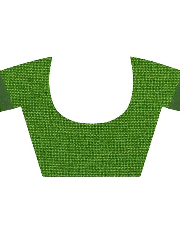 Green women's Bhagalpuri Handloom Blend Linen-Cotton Saree With Running Unstitched Blouse Piece Free Size Variation Of Colors - View 7