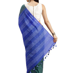 Myrtle Green & Neon Blue women's Kota Art Silk Saree With Blouse Piece - View 2
