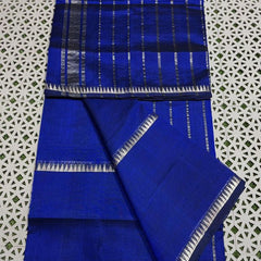 Cotton Handloom Mangalagiri Silk Saree with Temple Border (100208 Egyptian_Blue)