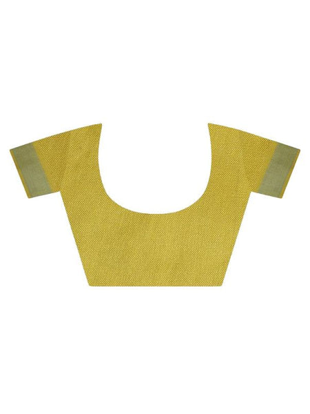Linen Cotton Blend Contrast Handloom Bhagalpuri Saree (Taceoi_Brown-Yellow) - View 5