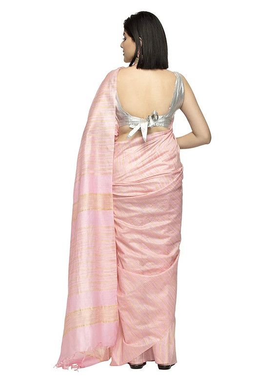 Kota Silk Bhagalpuri Striped Bollywood Saree (Faiery_Pink) - View 5