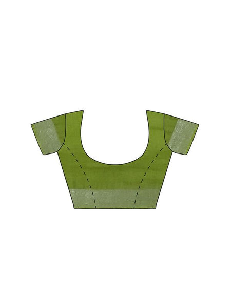 Green women's Bhagalpuri Handloom Linen Blend Saree And Variation Of Colors With Running Unstiched Blouse Piece - View 3