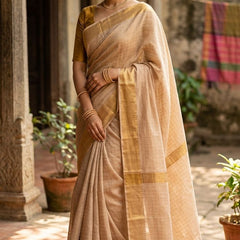 Exclusive Handwoven  Cotton SIlk Mangalgiri Saree With Running Blouse Piece - View 2
