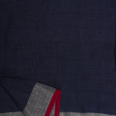 Handloom Linen Cotton Blend Contrast Bhagalpuri Saree for Women (Egyptian_Blue-Pink) - View 5