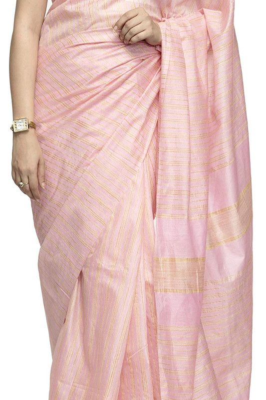 Kota Silk Bhagalpuri Striped Bollywood Saree (Faiery_Pink) - View 4