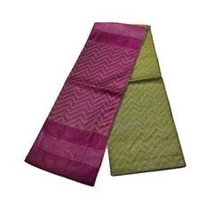 Handloom Semi Tussar Silk Two Dye Bhagalpuri Saree for women's with Striped Pallu (12511 Raspberry_Pink & Apple_Green)