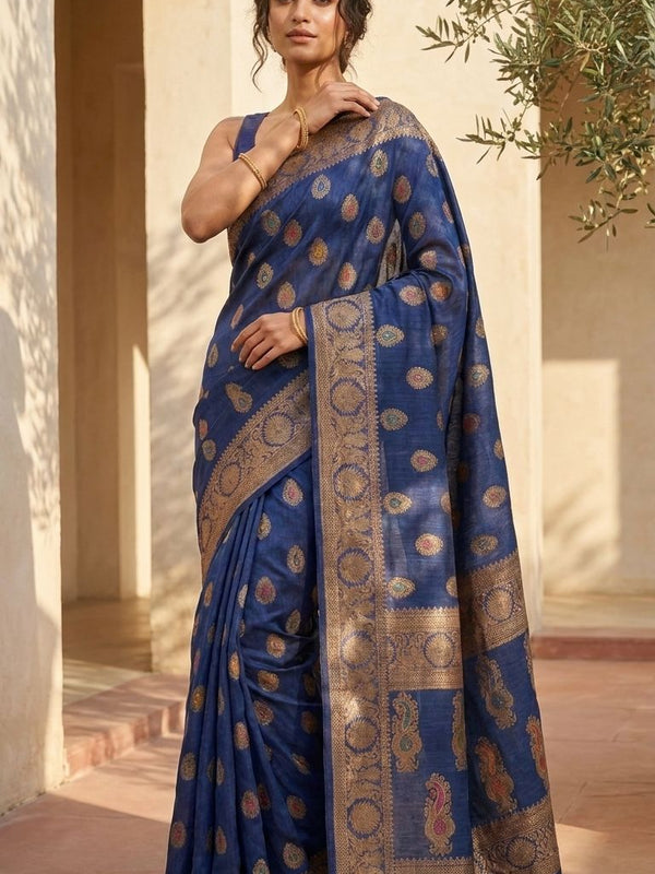 Eri Tussar Silk Handloom Banarasi Saree with Rich Zari Weaving - View 2