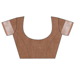 Lime Green & Brown women's Handloom Bhagalpuri Linen Blend Two Dye Saree With Running Unstitched Blouse Piece - View 3
