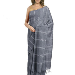 Grey Bhagalpuri women's Kota Art Silk Saree With Blouse Piece