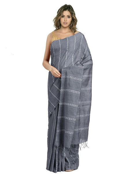 Grey Bhagalpuri women's Kota Art Silk Saree With Blouse Piece