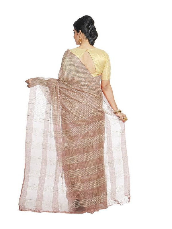 Bhagalpuri Kota Doria Silk Semi Transparent Saree With Unstiched Blouse Piece - View 3