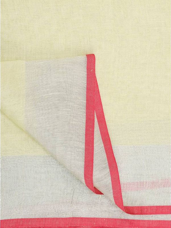 Handloom Linen Cotton Blend Contrast Pallu Bhagalpuri Saree for Women (Creame-Pink) - View 4