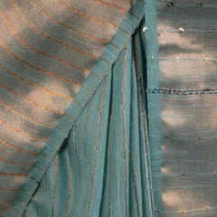 Handloom Silk Bhagalpuri Striped Sequins Turquoise Saree - View 4