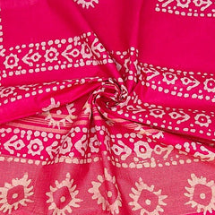 Blend Linen Cotton Handloom Batik Print Saree (GLBR_Gold-Deep_Pink) - View 2