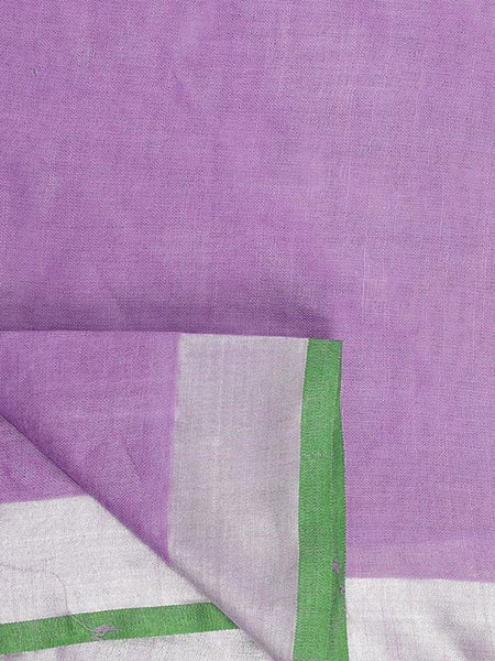 Bhagalpuri Handloom Linen-Slub Saree With Contrast Blouse Piece - View 4