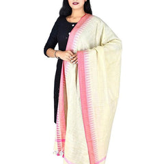Pink Linen Temple Handloom Bhagalpuri Dupatta - View 2