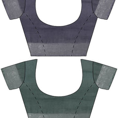 Grey & Hookers' Green women's Bhagalpuri Handloom Cotton-Linen Blend Saree Combo (Pack Of 2) With Running Unstiched Blouse Piece - View 9