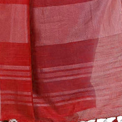 Electric Blue & Red women's Handloom Bhagalpuri Cotton Slub Blend Two Dye Saree With Running Unstitched Blouse Piece - View 5