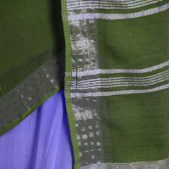 Bhagalpuri Handloom Linen Slub Blend Two Dye Saree With Running Unstitched Blouse Piece - View 4