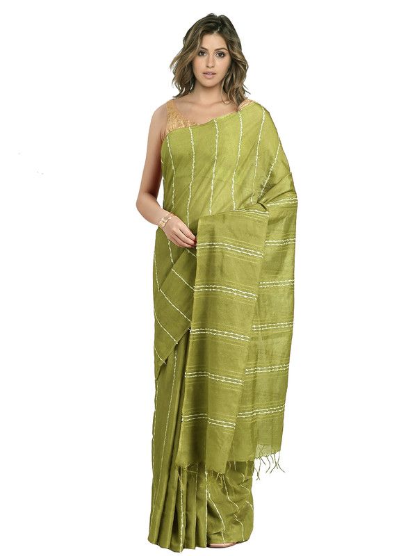 Apple Green Bhagalpuri women's Kota Art Silk Saree With Blouse Piece