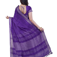 Brown & French Violet women's Bhagalpuri Handloom Cotton-Linen Blend Saree Combo (Pack Of 2) With Running Unstiched Blouse Piece - View 7