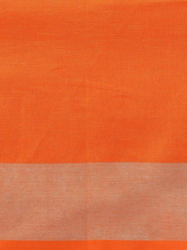Linen Cotton Blend Contrast Handloom Bhagalpuri Saree for Women (Fuchsia_Pink-Orange) - View 7