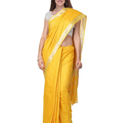 Quinacridone Magenta & Yellow women's Bhagalpuri Handloom Cotton-Linen Blend Saree Combo (Pack Of 2) With Running Unstiched Blouse Piece - View 4