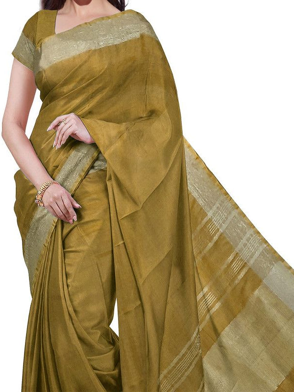 French Violet & Olive Green women's Bhagalpuri Handloom Cotton-Linen Blend Saree Combo (Pack Of 2) With Running Unstiched Blouse Piece - View 8