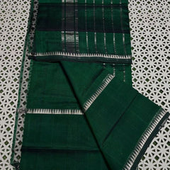 Cotton Handloom Mangalagiri Silk Saree with Temple Border (100200 British_Green)