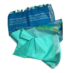 Mooonstone Cyan & Turquoise women's Bhagalpuri Ethnic Wear Handloom Cotton Linen Blend Zari Border Two Dye Saree With Running Unstitched Blouse Piece - View 2