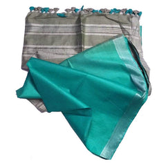 Ethnic Wear Bhagalpuri Handloom Linen Slub Blend Two Dye Saree With Running Unstitched Blouse Piece - View 3