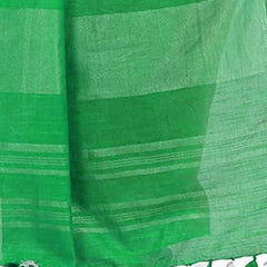 Fuchsia Pink & Honerdew Green women's Handloom Bhagalpuri Linen Blend Two Dye Saree With Running Unstitched Blouse Piece - View 7