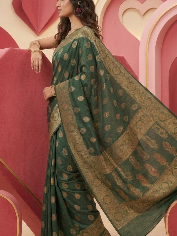 Eri Tussar Silk Handloom Banarasi Saree with Rich Zari Weaving - View 5