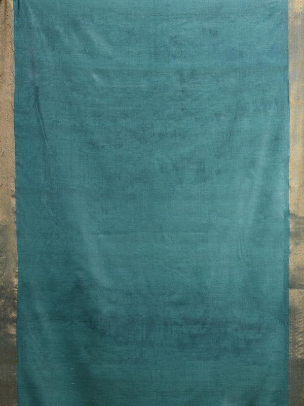 Munga Silk Tussar Blend Bhagalpuri Handloom Moonstone Cyan Saree - View 5