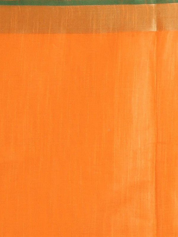 Bhagalpuri Handloom Cotton Linen Blend Saree With Contrast Unstiched Blouse Piece - View 4