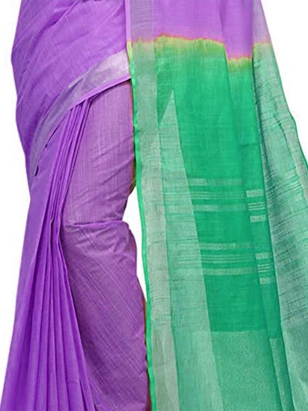 Bhagalpuri Handloom Linen Cotton Blend Two Dye Saree With Running Unstitched Blouse Piece - View 6