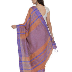 Bhagalpuri Handloom Kota Silk Temple Border Saree And Variation Of Colors With Striped Blouse Piece - View 4
