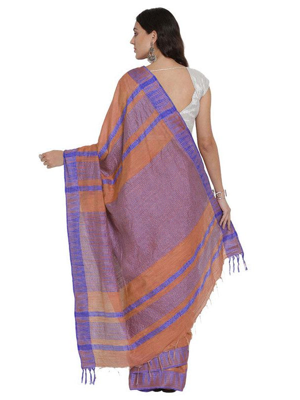 Bhagalpuri Handloom Kota Silk Temple Border Saree And Variation Of Colors With Striped Blouse Piece - View 4