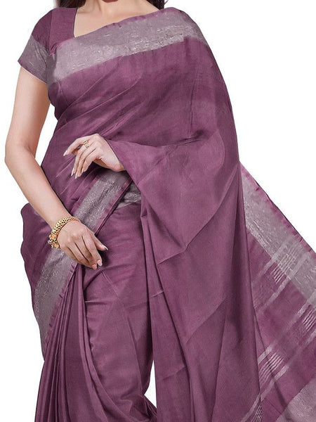 Quinacridone Magenta & Yellow women's Bhagalpuri Handloom Cotton-Linen Blend Saree Combo (Pack Of 2) With Running Unstiched Blouse Piece - View 3