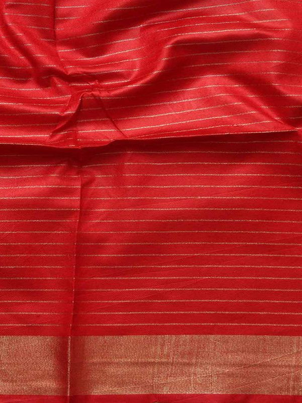 Cotton Linen Handloom Bhagalpuri Check Saree with Contrast Blouse Piece - View 7
